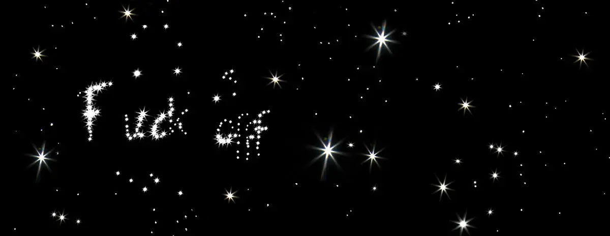 fuck_offf_universe, Fine-Art-Print, von Christian Dammert – Sternenhimmel mit Schriftzug